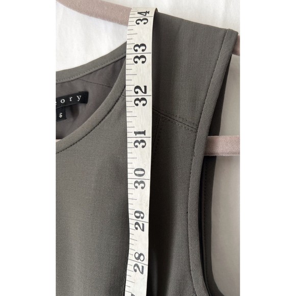 Theory Olive Green Sleeveless Wool Dress size 6 Office, Zoom - Picture 9 of 11